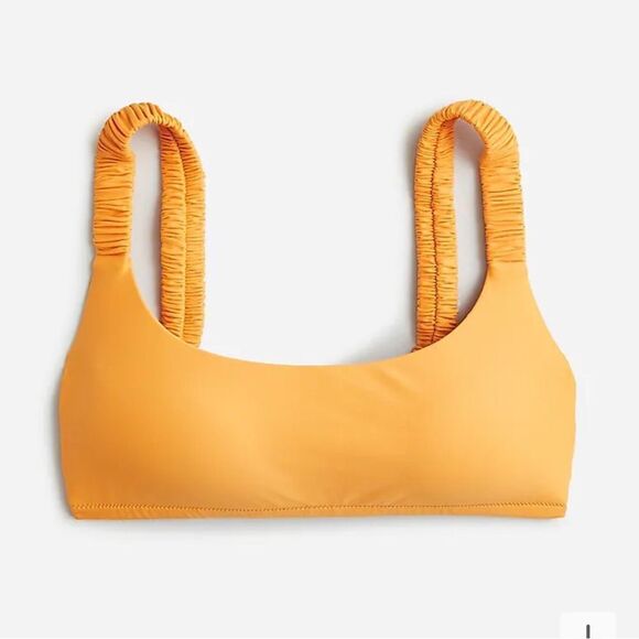 NWT J Crew Women’s Scrunchie-Strap Square Neck Bikini Top Orange - XXS - Picture 1 of 10